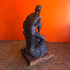 Midcentury Figurative Woman in Bronze Entitled "Pondering ...