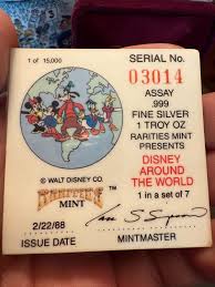 Vintage 1988 Walt Disney Rarities .999 Sterling Silver 1oz ...