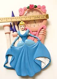 Vintage Disney Cinderella Plastic Wall Clock 14" Tall Working ...
