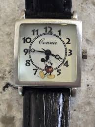 Vintage Disney Mickey Mouse Watch Black Leather Band | eBay
