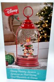Disney Holiday Christmas Lantern Lights Up Snow Globe Mickey ...