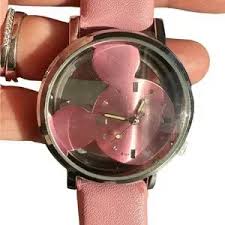 Accessories | Mickey Mouse Pink Leather Crystal Watch | Poshmark