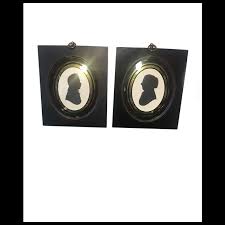Antique Miniature Silhouettes - A Pair. For Sale at Ruby Lane