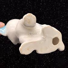 Vintage Ceramic Dog White Blue Figurine Hand Painted Made in ...