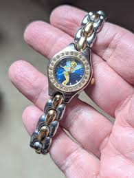 Vintage Disney Two Tone Round Tinkerbell Watch W Segmented ...