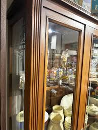 20th Italian walnut display cabinet inlaid with side glass For Sale at 1stDibs