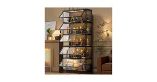 Amazon.com: Curio Display Cabinet, 5-Tier Display Case with Acrylic Glass Doors, 67" Tall Transparent Bamboo Curio Display Shelf for Collectibles, Storage Cabinet for Playroom, Bedroom, Office, Living Room, Black : Home &