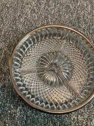 Vintage Lead Crystal Three Sectioned Shallow Serving Bowl ...