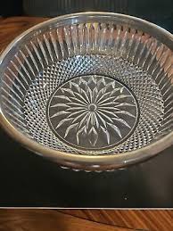 Vintage Heavy Glass Fruit Bowl Elegant Design With Metal Rim ...