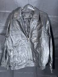 ST. JOHN'S BAY Black Leather Bomber Jacket Sz Large (42-44 ...