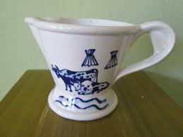 Vintage Currier & Ives Blue And White Creamer Train Farm Country Life Pottery | eBay