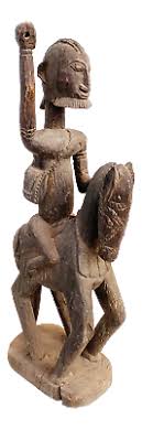 4023 Lg Old African Dogon Hand Carved Wood Horseman Mali 30" H | eBay