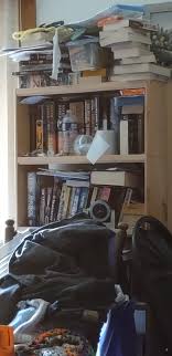 Now I am starting to stack books on top of the book shelf ...