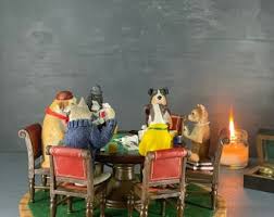 Dogs Playing Poker Figurine Statue, Famous Cassius ...