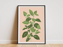 Minimalist Basil Leaf Print Botanical Wall Art Kitchen Decor ...