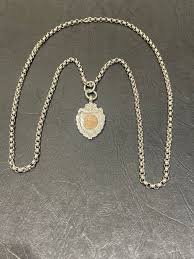 Beautiful Antique Solid Silver Sheild Shaped Double Sided Fob Medal on Heavy 30” Silver Belcher Chain - Etsy