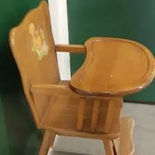 Other | Vintage Wood High Chair With Decal | Poshmark