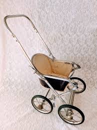 Antique 1950s Metal Doll Pram: Foldable Stroller Carriage ...