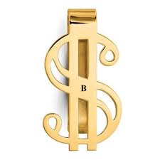 14k Solid Yellow Gold Money Clip Dollar Sign Symbol Personalized Engra – BringJoyCollection