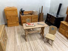 Vintage Kitchen Set in Light Oak wood, w/ vintage handmade ...