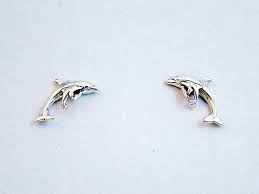 Sterling Silver & Surgical Steel dolphin with baby stud earrings- dolp – Jewelia Designs