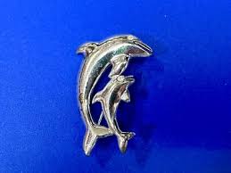 Two Dolphins Curved Jumping in ocean scene AK Anne Klein Brooch Pin | eBay