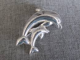 Vintage Brooch - Choice - Green & Blue Enamel Flower / Silver Mother Baby Dolphins / Gold Tone Letter Initial D Brooch Pins - Etsy