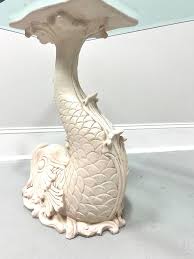 1980's Dolphin Shaped Painted Resin Beveled Glass Top Console Sofa Table For Sale at 1stDibs