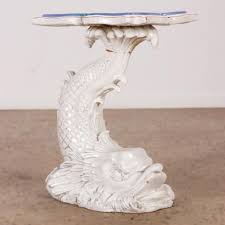 Sold at Auction: ITALIAN MAJOLICA DOLPHIN FORM PLANT STAND. REPAIRED.