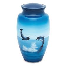 Adult Alloy Urn - Hand-painted Dolphins | Bogati Urn Company