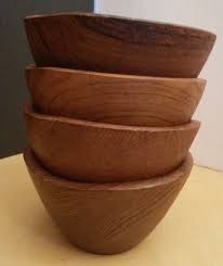 MID CENTURY MODERN SET OF 4 WOOD 6” SALAD BOWLS BEAUTIFUL ...