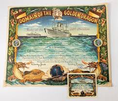 1960 Certifcate DOMAIN of GOLDEN DRAGON 180th Meridian Navy ...
