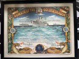 Vintage 1960 Domain of the Golden Dragon Certificate USNS ...