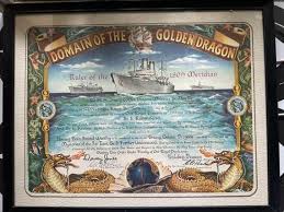 Vintage 1960 Domain of the Golden Dragon Certificate USNS ...