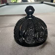 Tiara Indiana Amethyst Glass Black Monarch Paneled Daisy Covered Dish Moody READ | eBay