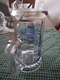 Vintage Domex Glass Beer Mug Pewter Lidded Stein Tankard ...