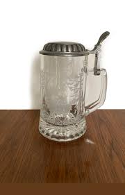 Pair of Vintage Glass Beer Mugs/steins Decorated With ...