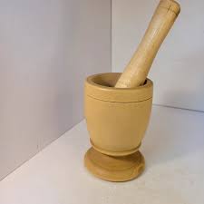 Wooden Mortar And Pestle Handmade Blond New 4.75" Vintage ...