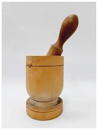 Old Turned Hard Wood Mortar and Pestle. For Sale at Ruby Lane