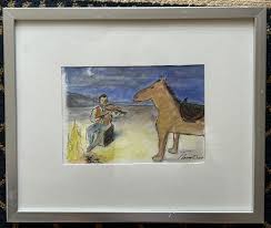 Water Color Painting Framed (by The Fire) original by Robert ...