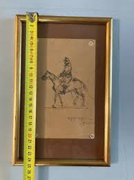 Very Beautiful Drawing LÉON RÉNI MEL Old Ink Horse Rider Character Art | eBay