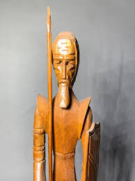 Sold at Auction: Vintage Hand Carved Wood Conquistador Soldier Sculpture Folk Art