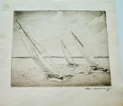Sold at Auction: Don Swann, Don Swann Jr etching sailing ships signed
