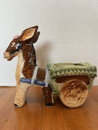 Vintage 1950s Ceramic Hand Painted Donkey Burrow Planter 8x7 ...