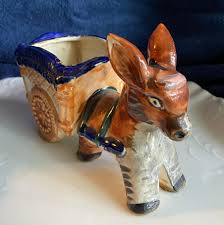 Vintage Donkey With Cart Small Indoor Ceramic Planter ...