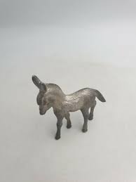 Vintage Silver Tone Heavy Metal Small Walking Donkey Figurine Ornament Textured | eBay