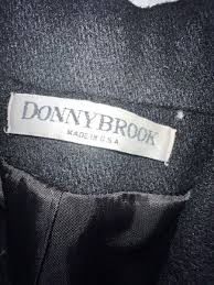 Donny Brook Black Long Wool Double Breasted Trench Coat XL ...
