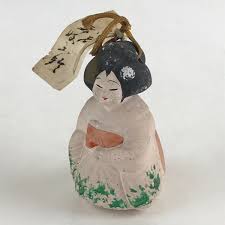 Japanese Clay Bell Dorei Tsuchi-Suzu Ceramic Geisha Kimono ...