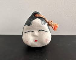 Vintage BANKO Pottery Bell Two Faced Okame Otafuku Mask ...