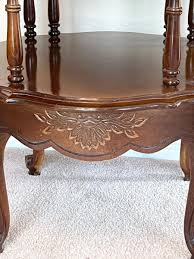 Two-Tiered Wood French Provincial Inlaid Side Table | EstateSales.org